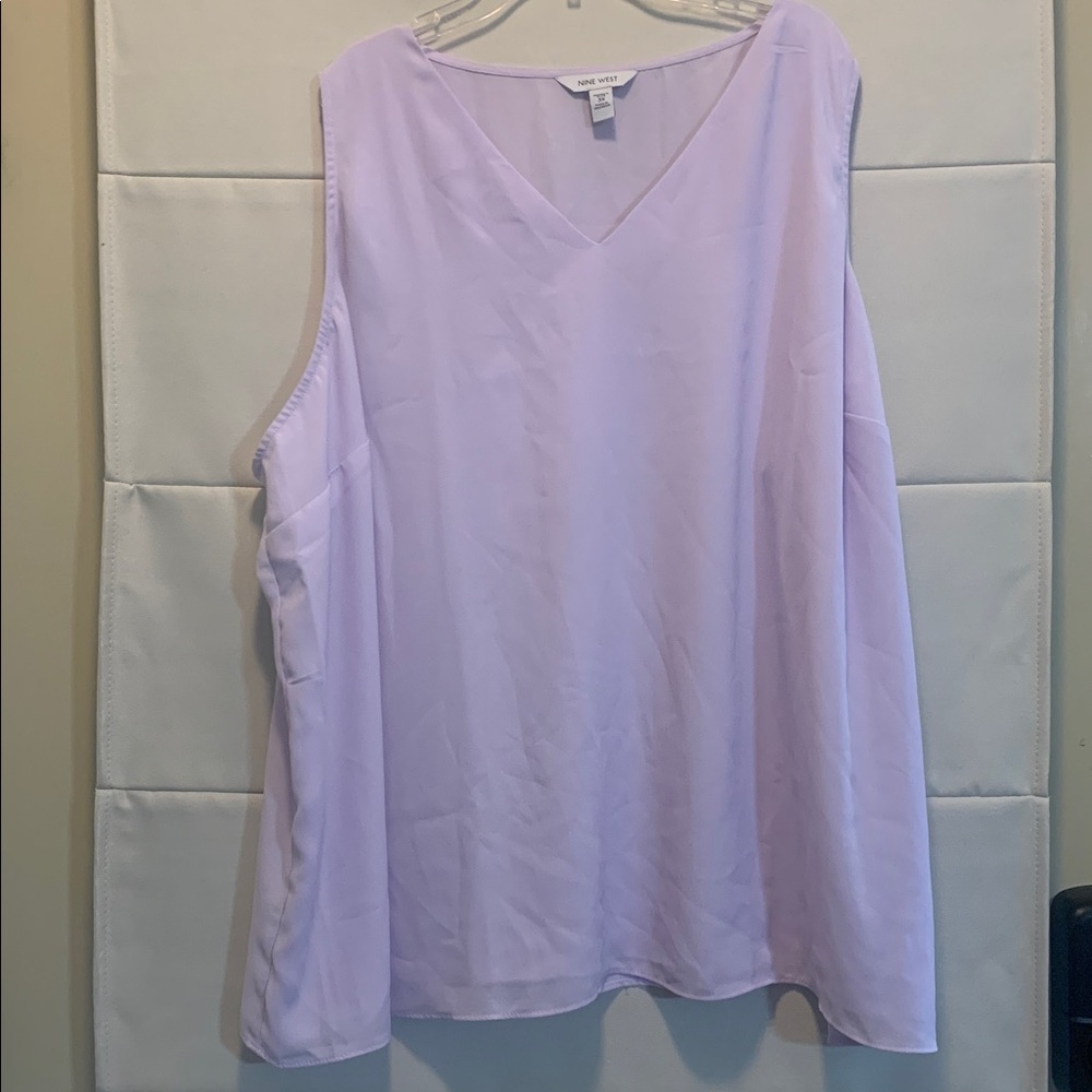 Lavender Sleeveless V Neck Shell Purple Blouse Plus Size Nine West 3x